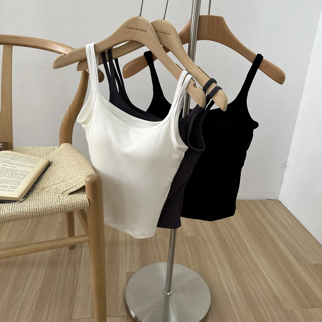 【大林女装】“呼吸杯”高弹力带胸垫不跑杯高弹舒适背心吊带