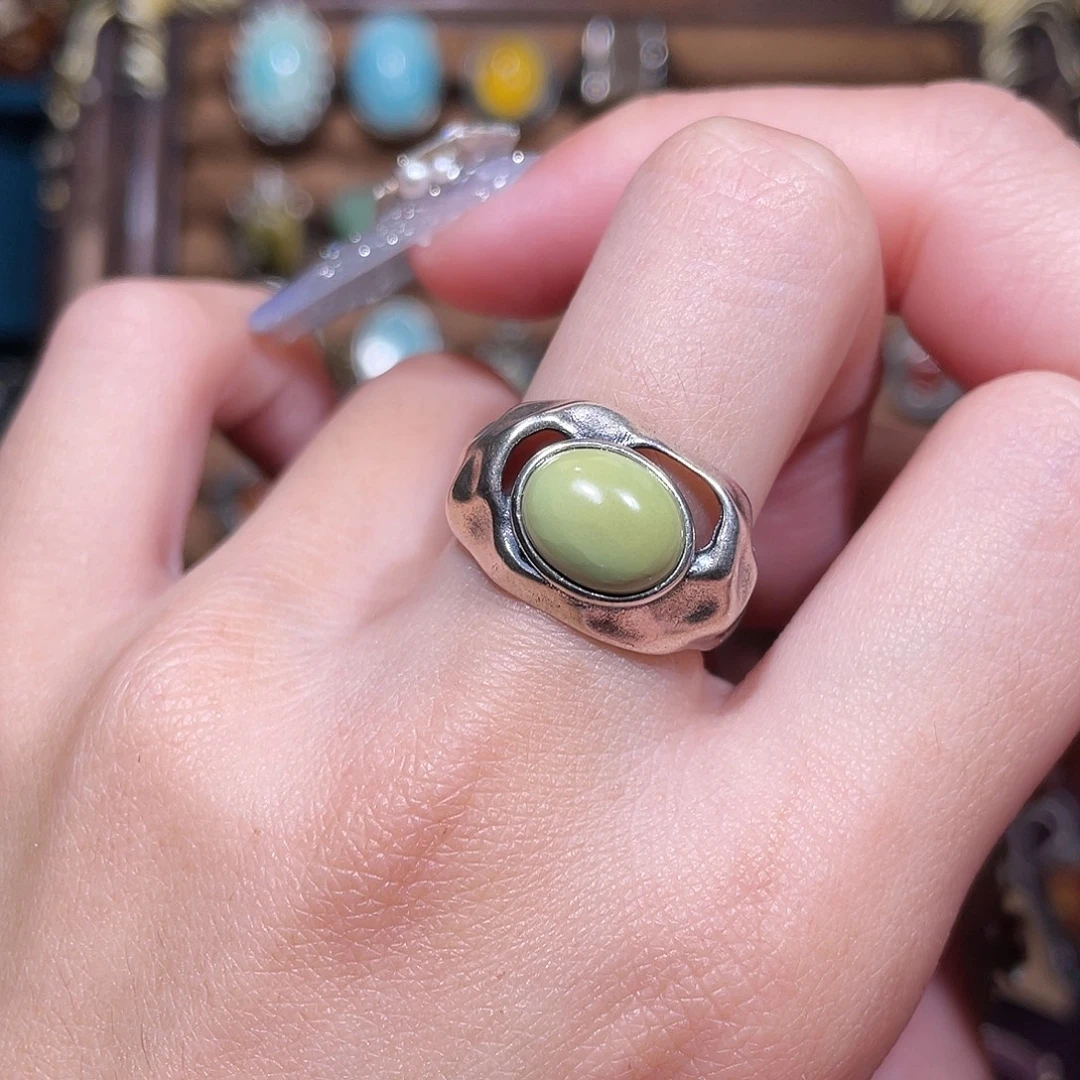 绿松石银S925镶嵌戒指