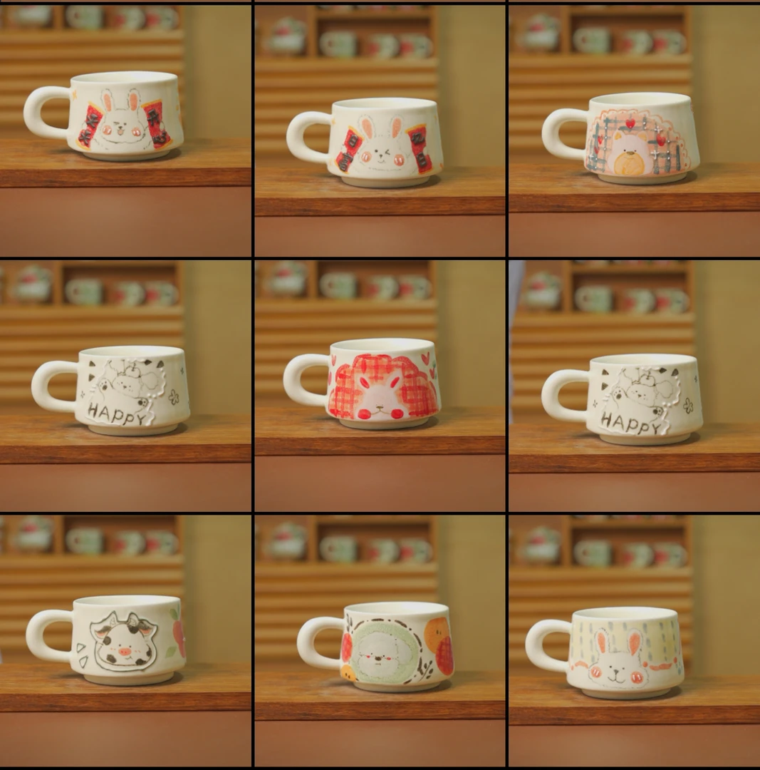 300cc容量手工手绘咖啡杯马克杯牛奶杯