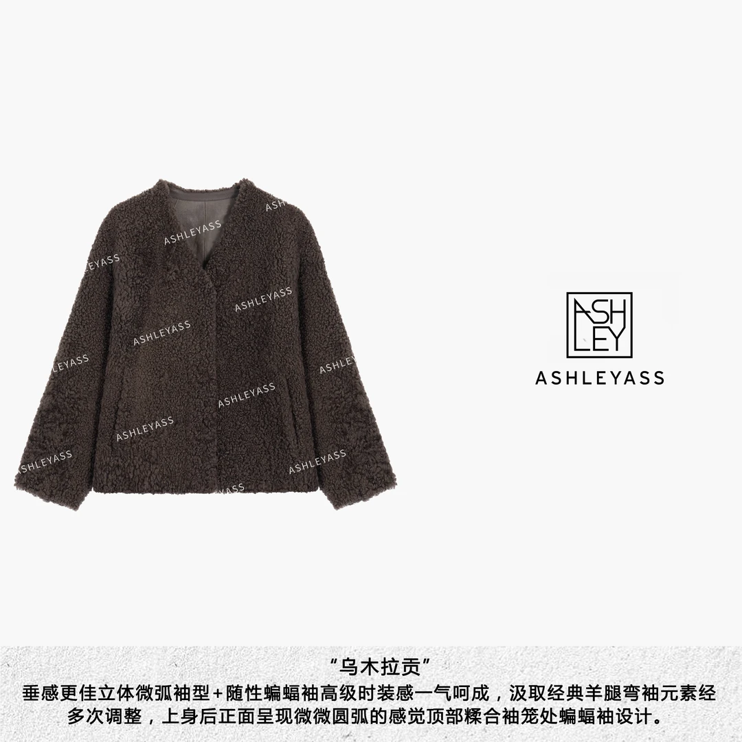 【ASHLEYASS】"乌木拉贡"alcon皮毛一体小胎羊皮乌木色LSS241644W