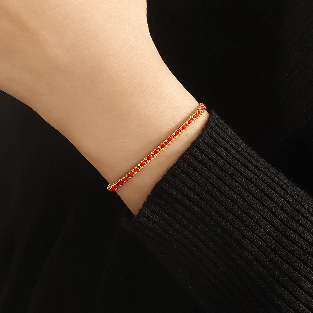 钛钢锦纶手链 米兰同款红色手工结绳手链