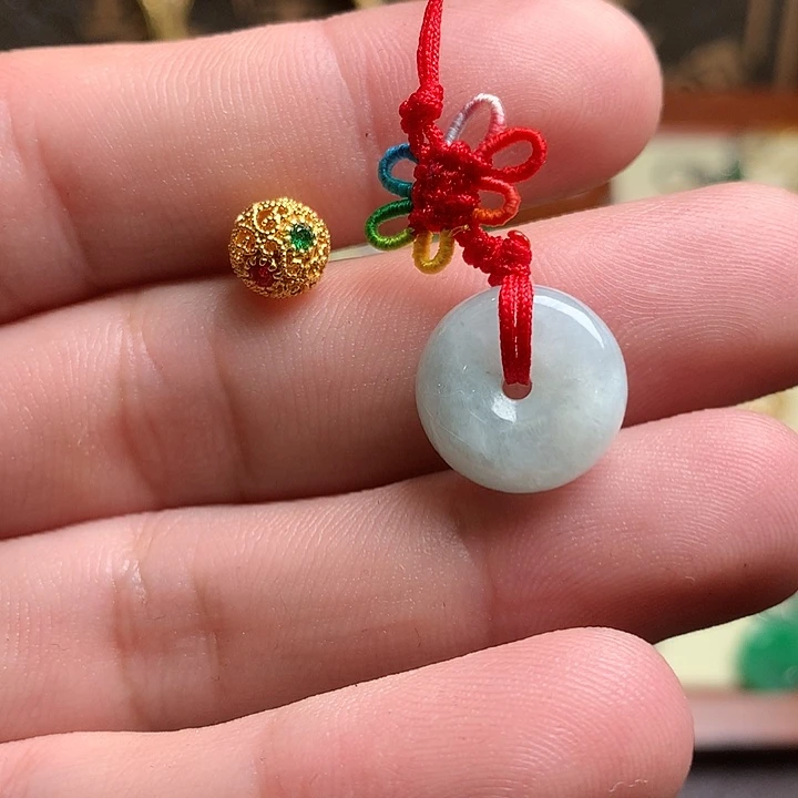 翡翠18K金镶嵌颈饰天然缅甸A货翡翠