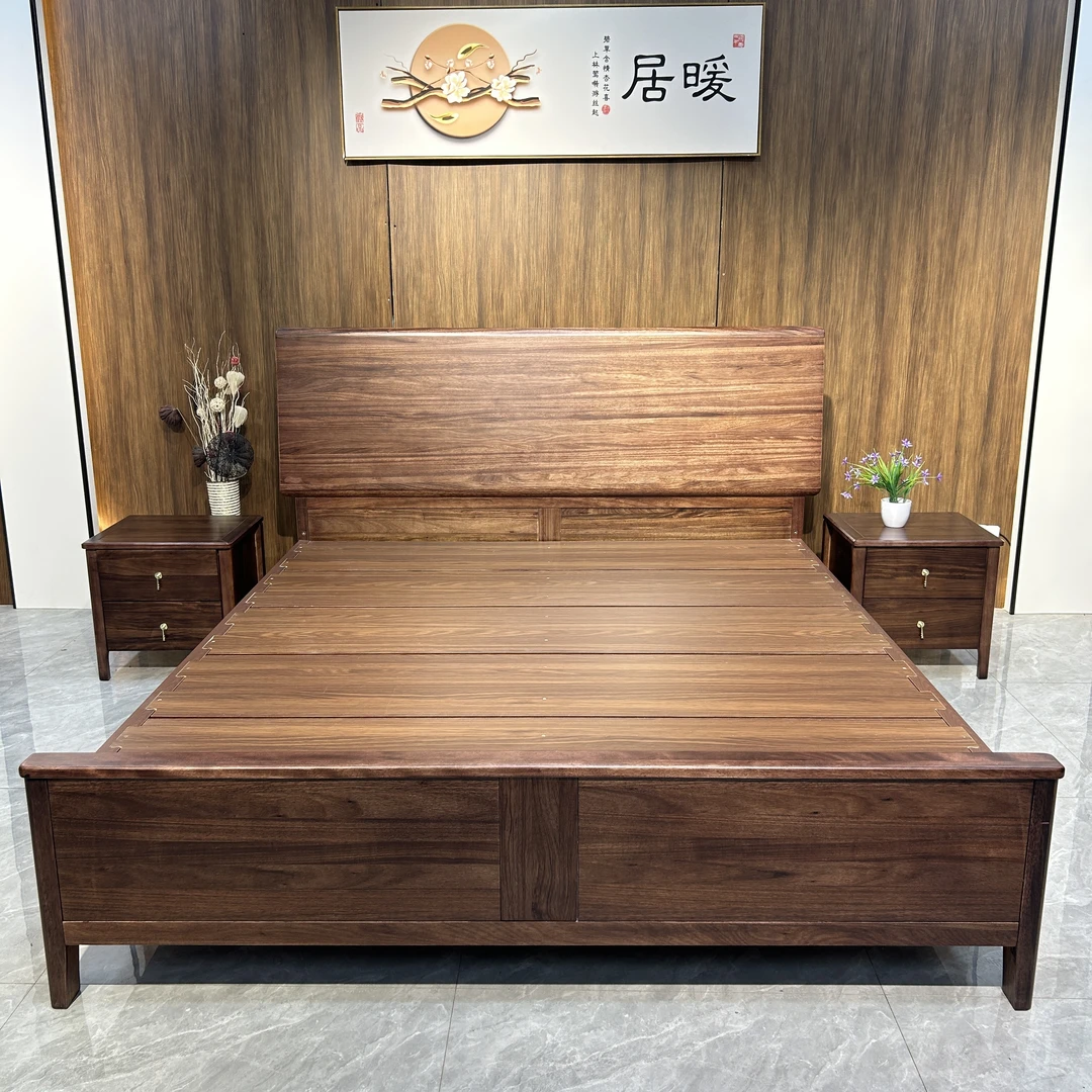 全实木床黑胡桃木家具双人床婚床榫卯结构1.8米大床中式家具