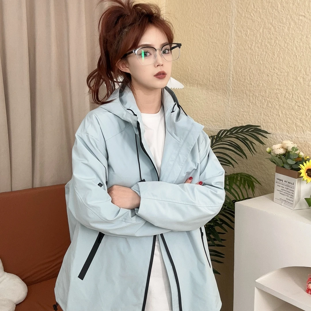 【新号福利9167】春季冲锋衣压胶内里立体拼接连帽户外休闲百搭