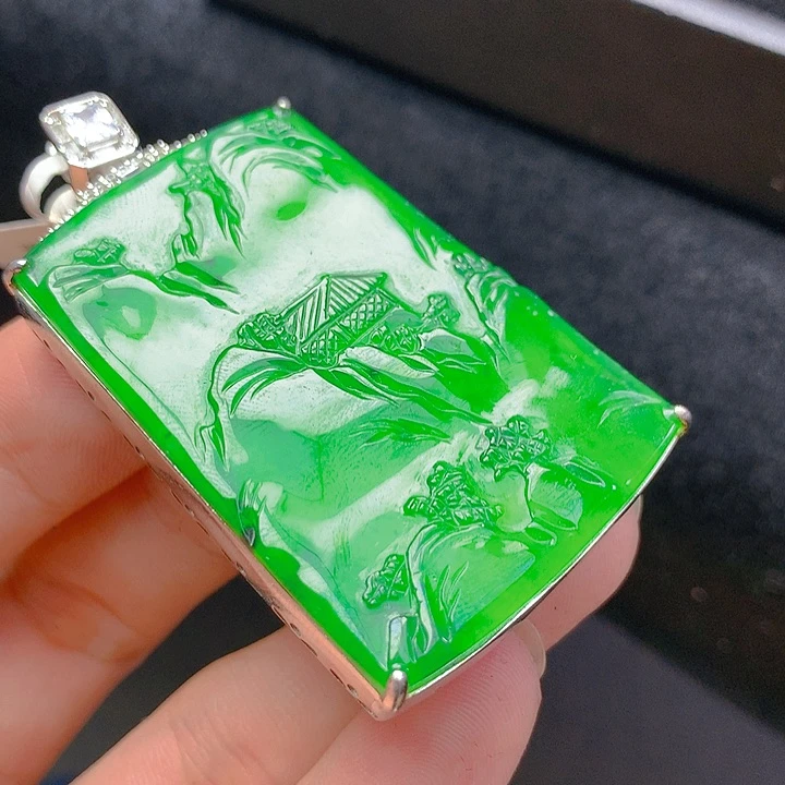 【闪购商品】翡翠银S925镶嵌颈饰翡翠