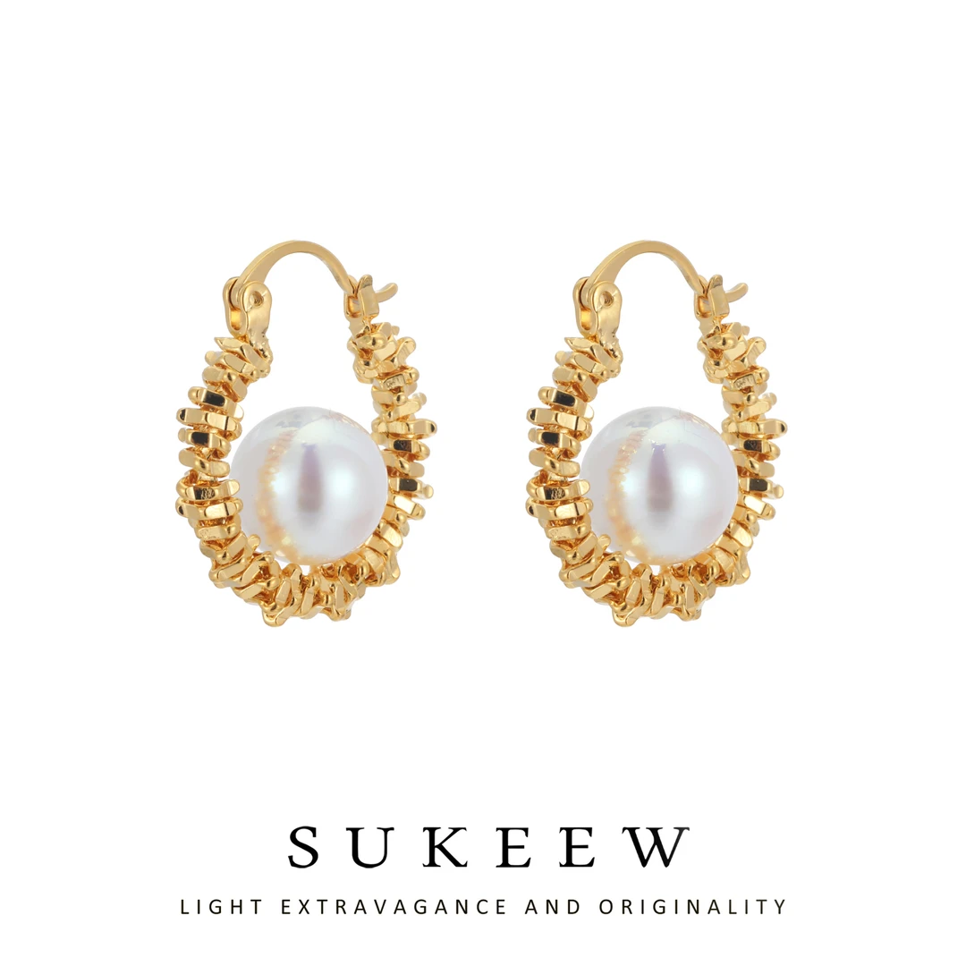 SUKEEW/酥可 铜合金耳饰 小众简约碎银轻奢精致耳环205101