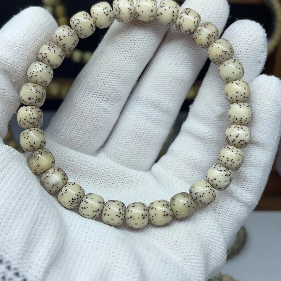 星月菩提手串8-7，骨瓷白贯穿留白