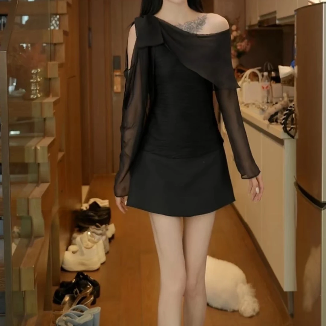 纯欲风系带露肩设计上衣女2025设计感新款性感小众上衣