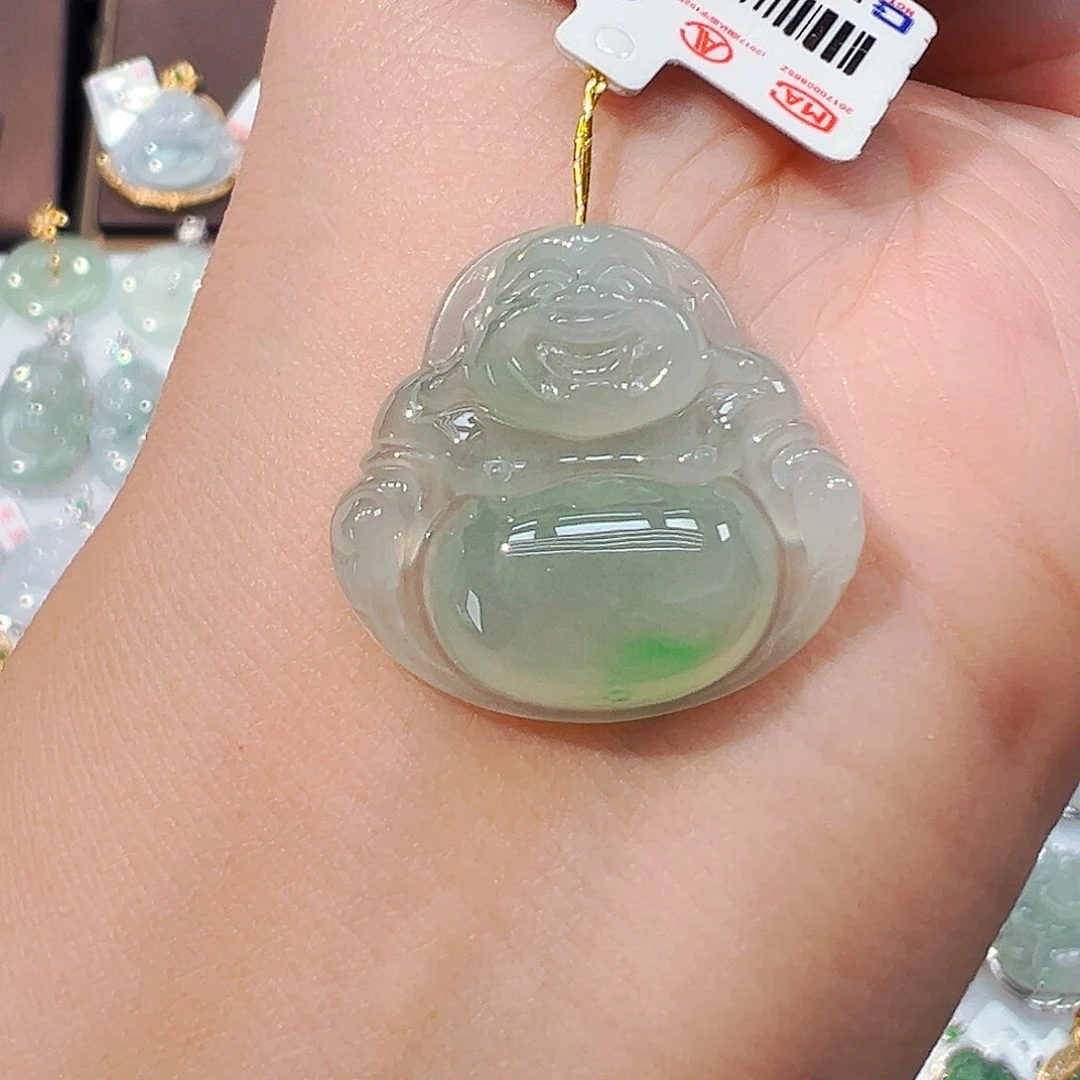翡翠18K金镶嵌吊坠(不含链)佛公