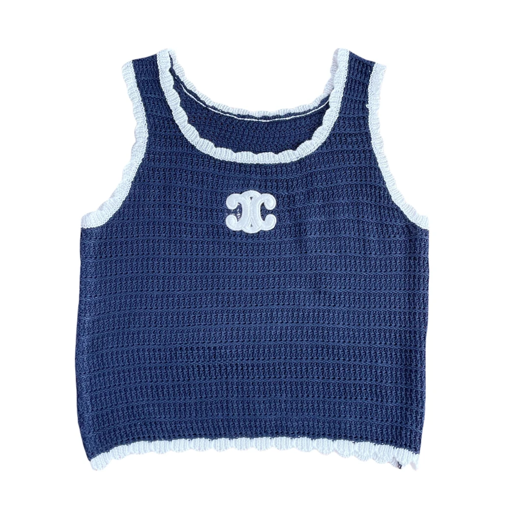 【s043】赛家2025黑色轻奢时尚无袖针织背心