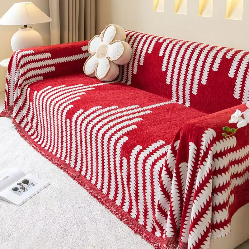 新年喜庆简约雪尼尔沙发盖布2025年新款四季通用防猫抓全盖沙发巾