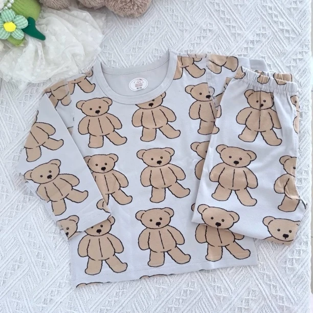 小文熊新款纯棉莱卡泰迪熊韩版保暖卡通风吸汗透气秋衣裤家居服