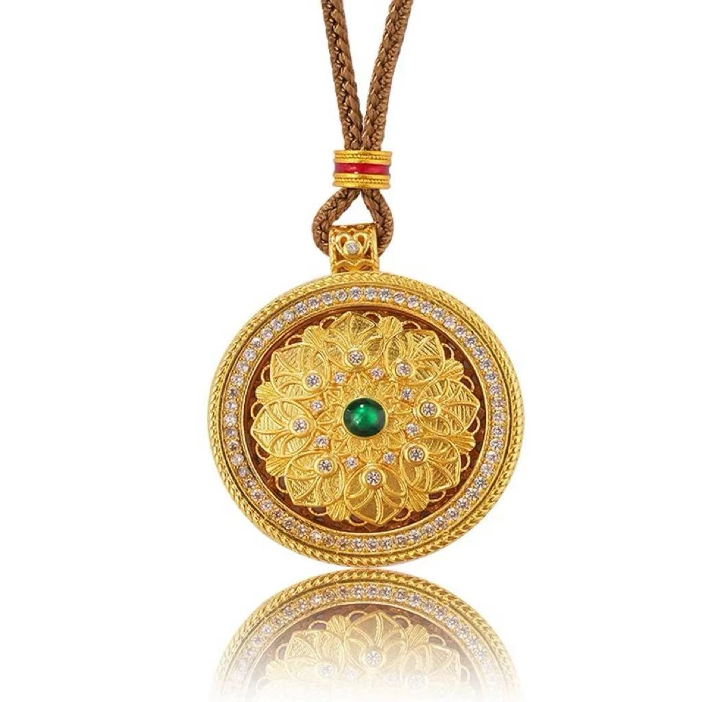 双面花瓣纹平安扣项链