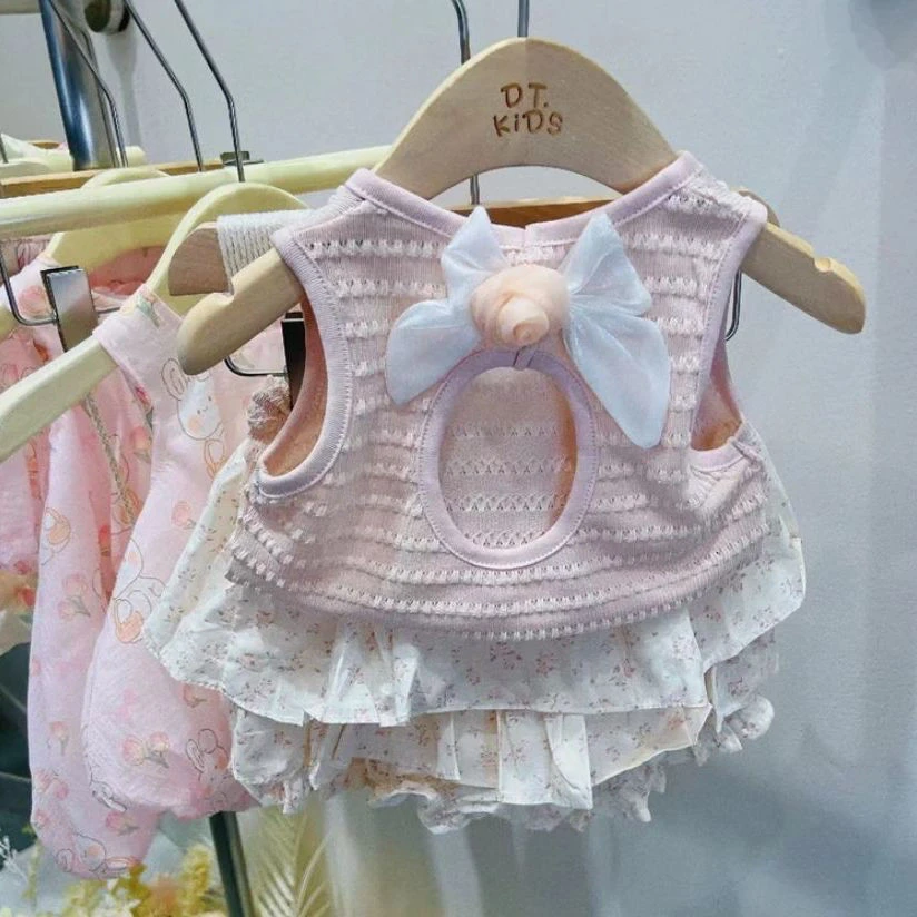 2025夏装韩版女童套装新款夏季洋气背心两件套儿童可爱上衣