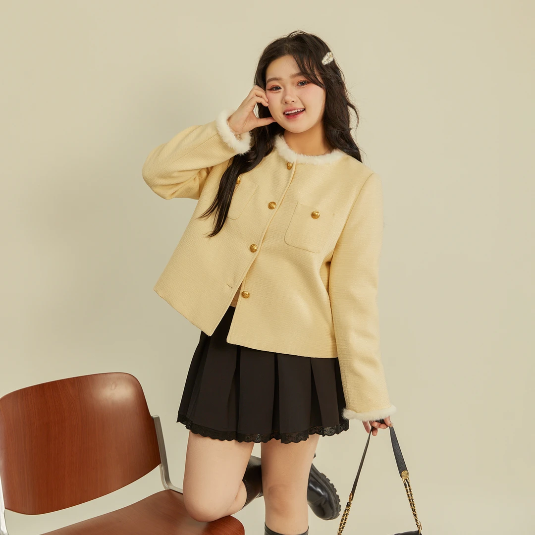 大码百分百春季时尚穿搭显瘦气质高级感小香风夹棉短款外套2815