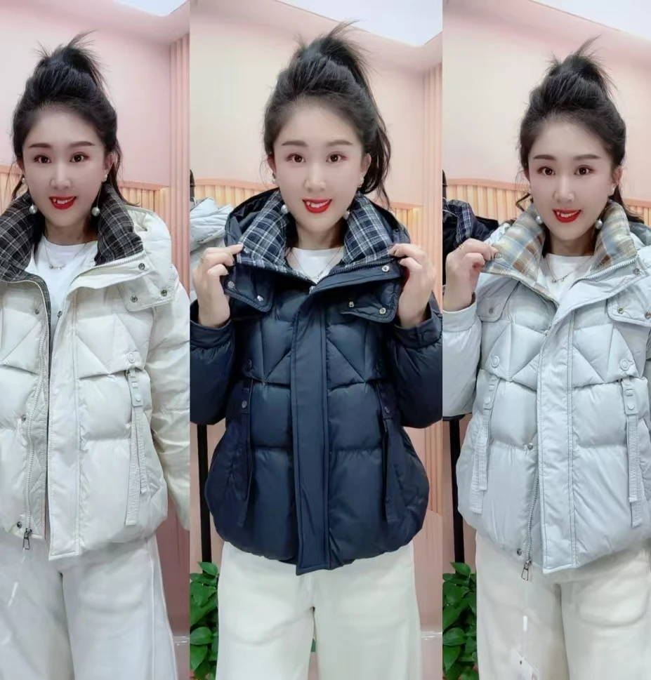 5503S时尚常规连帽保暖防寒服宽松秋冬加厚冬季洋气羽绒服短款