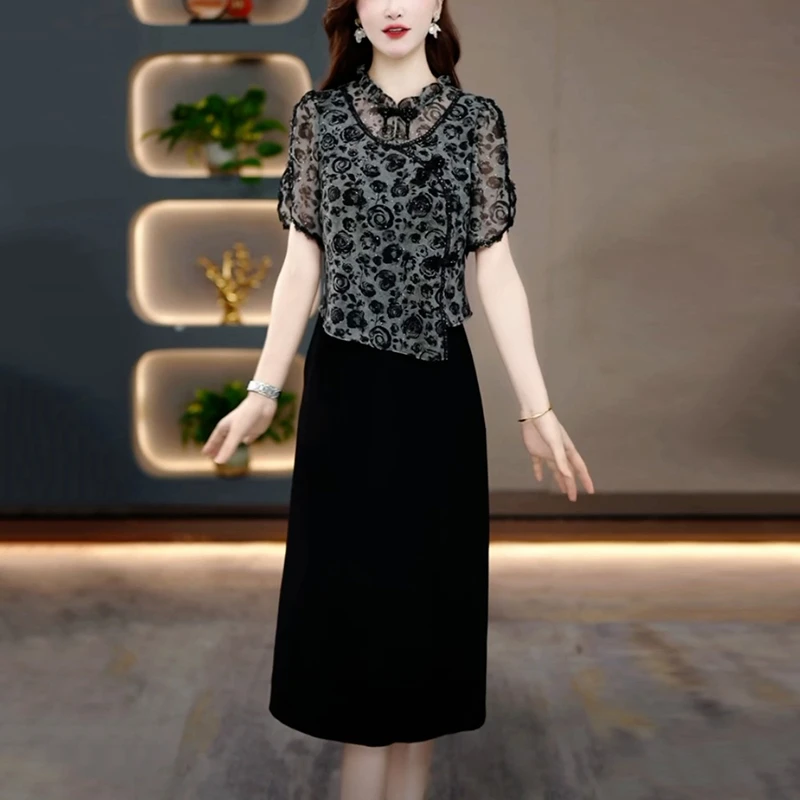 夏季洋气收腰显瘦遮肚子裙子女款爆款2025新款时尚高贵气质连衣裙