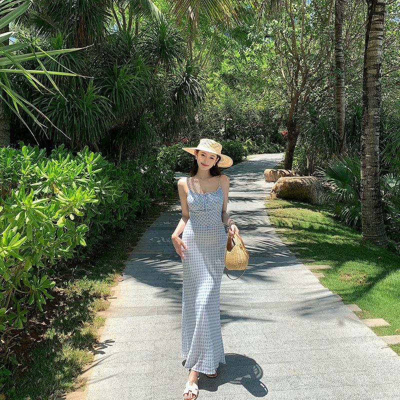 “海屿盛夏”BabyBlue蓝格子连衣裙 把清爽蓝色注入整个夏天！