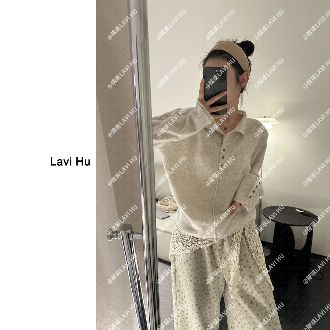 LAVI HU【时光画布】绵羊毛+兔毛针织休闲风设计百搭针织衫7817