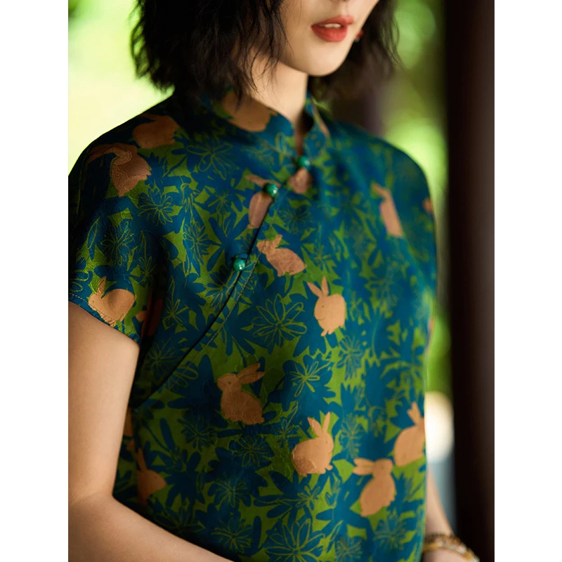 桑蚕丝香云纱22姆米复古真丝花罗设计短袖衬衫女士夏季新中式上衣