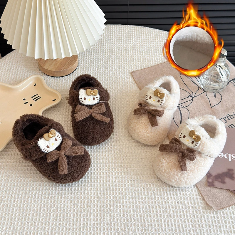 【甜甜的冬季】毛绒韩版外穿加厚棉鞋女童卡通猫咪公主鞋可爱毛毛鞋