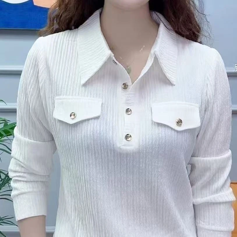【POIO领长袖】女士poio领半开衬衫洋气百搭长袖显瘦打底气质上衣