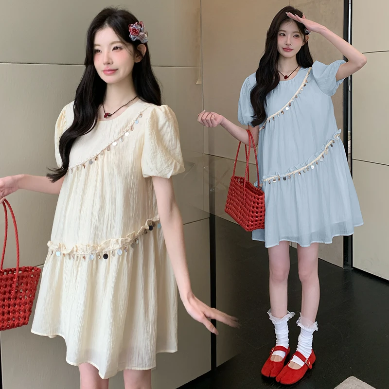 2025夏新款法式独特设计感减龄孕妇连衣裙小个子气质款夏季