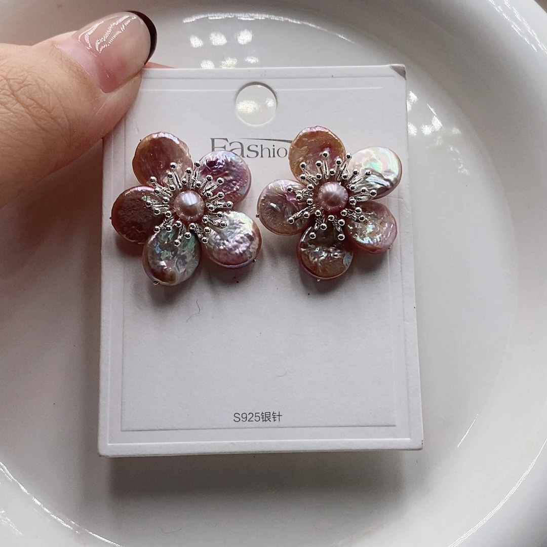 耳饰淡水珍珠银S925镶嵌