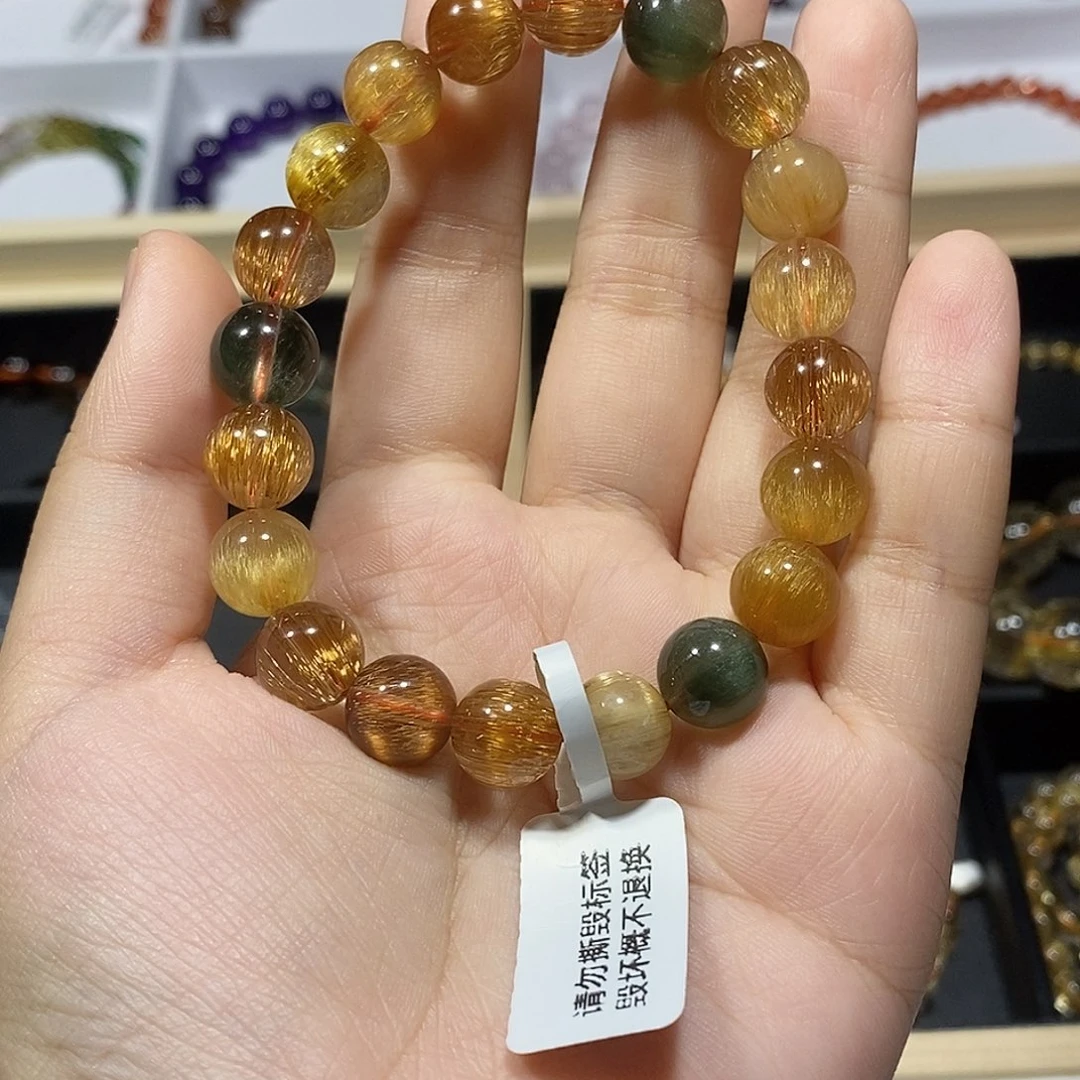 发晶手串未镶嵌彩发多宝10mm