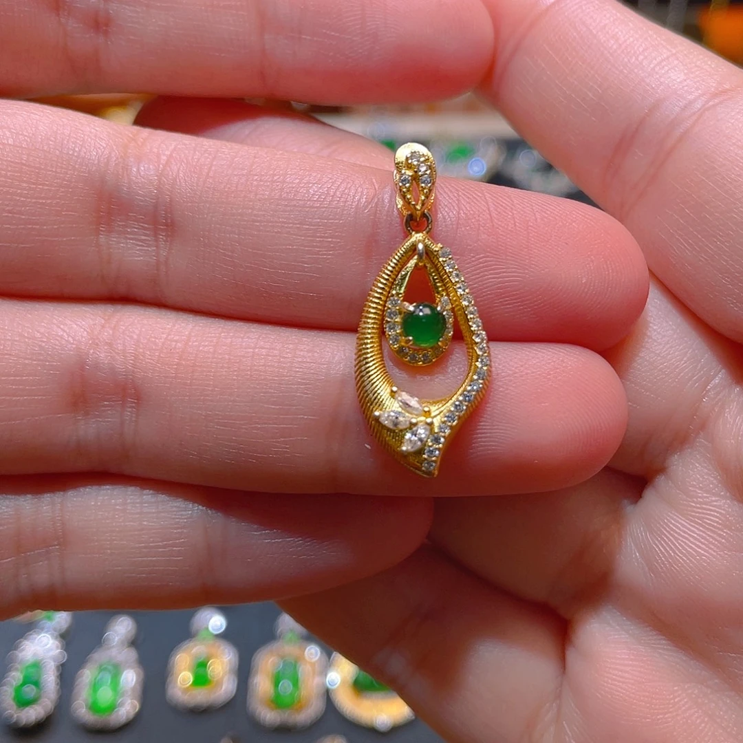 翡翠银S925镶嵌吊坠(不含链)