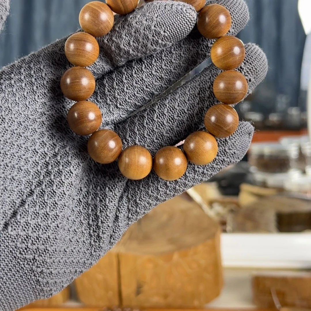 手串/手链檀香木沉水级王系列十号料“百年虫漏”1.5横黑奶凉醇甜