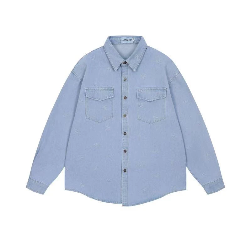 潮流个性牛仔衬衫W0214