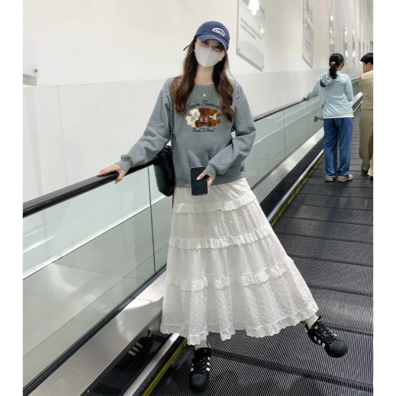 小熊刺绣套头卫衣女秋季2025爆款新款宽松慵懒风无帽圆领长袖上衣