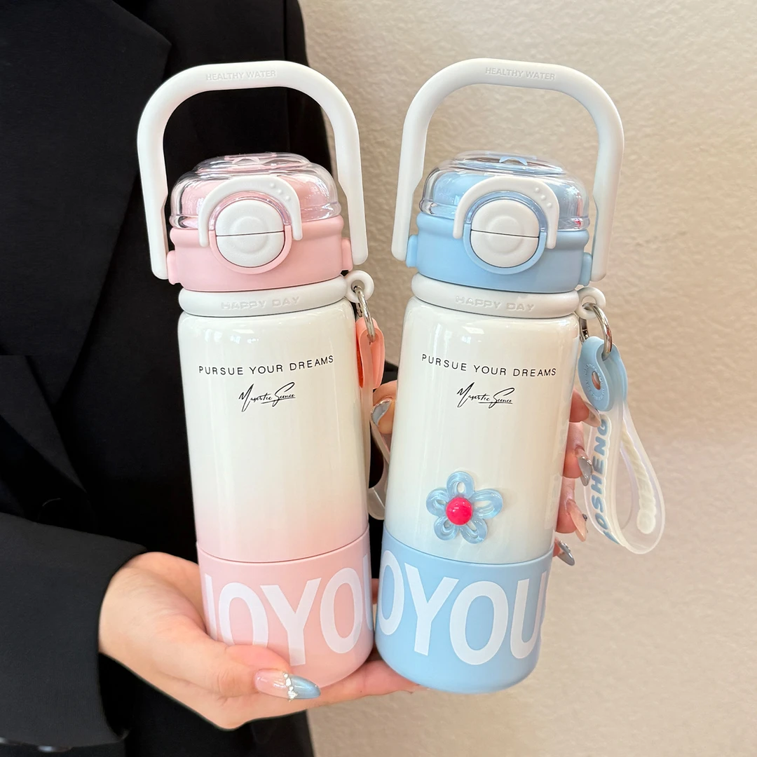 高颜值保温杯儿童水杯女生2025新款316不锈钢双饮杯学生上学专用