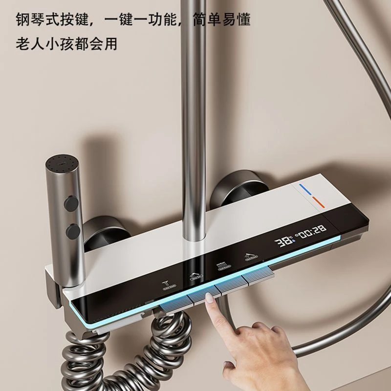 高品质同款淋浴数显花洒套装家用精铜钢琴恒温按键增压喷头浴室