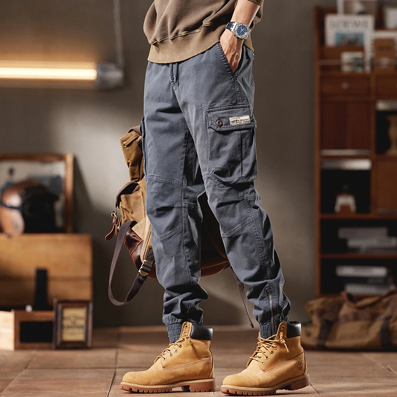 美式复古百搭工装裤百搭束脚裤直筒休闲长裤潮流男装工装裤休闲裤