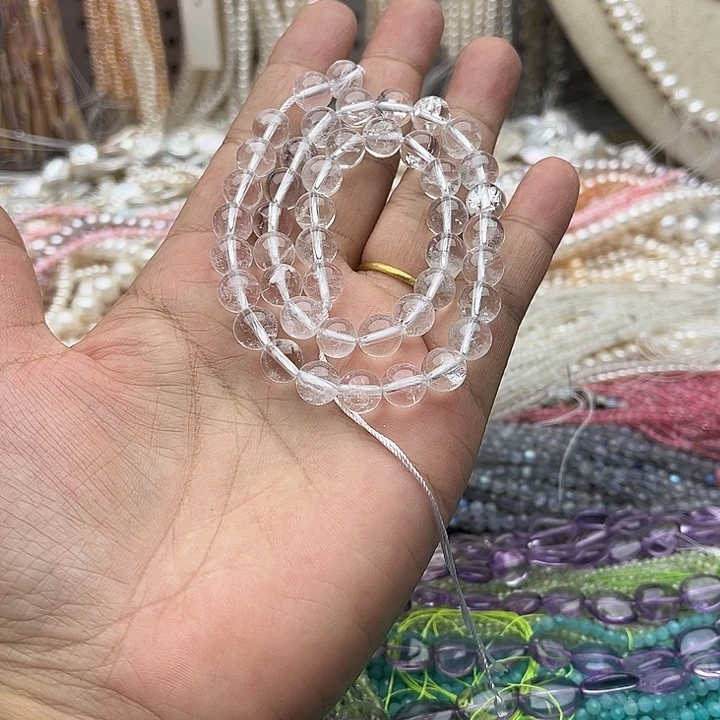 玛瑙/玉髓未镶嵌珠宝半成品一条8mm白水晶有棉