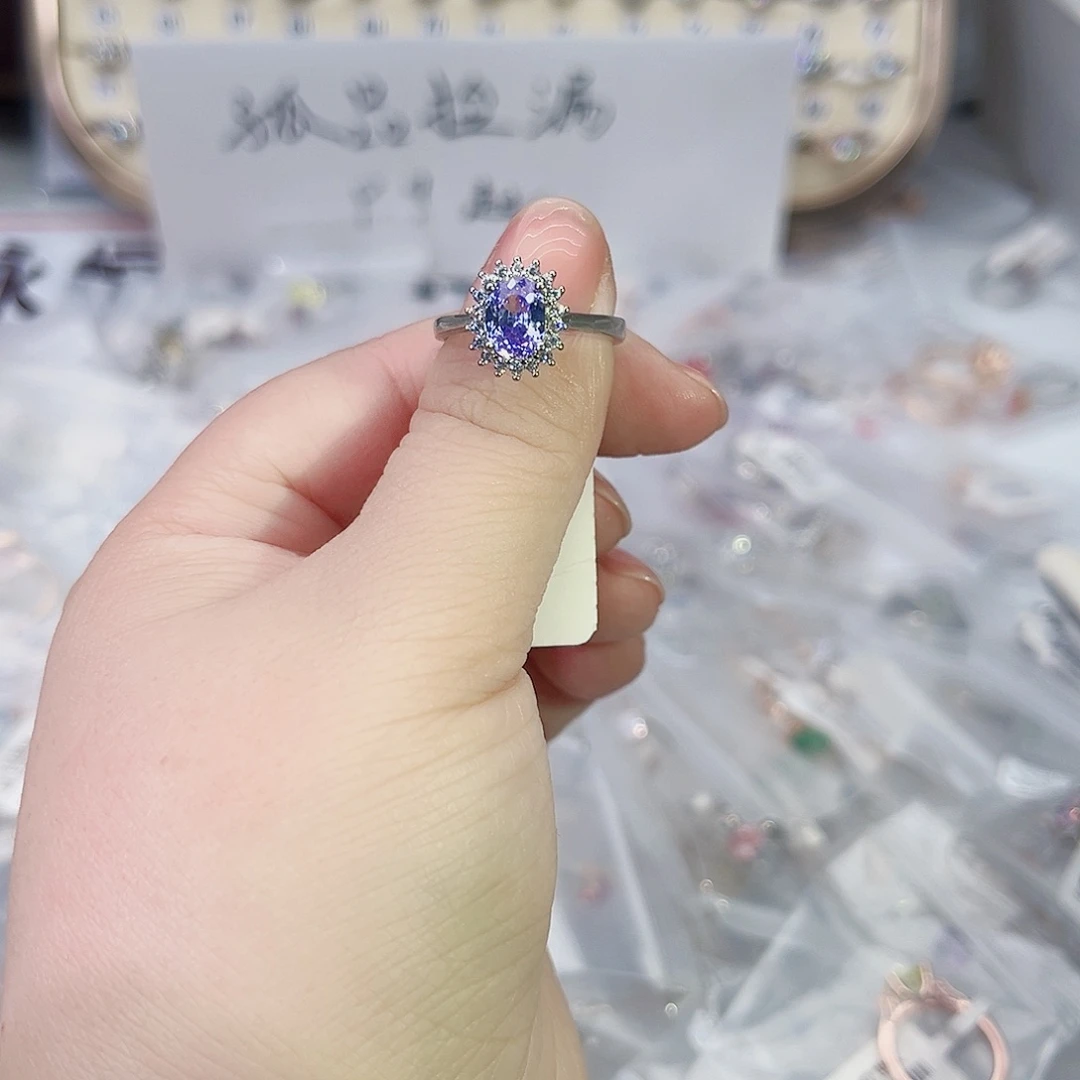 莫桑石铜合金K白单戴妃紫冰花-17