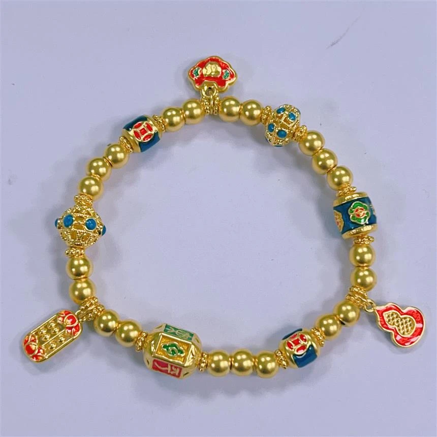 福满圆珠宝 足金 葫芦如意算盘手链