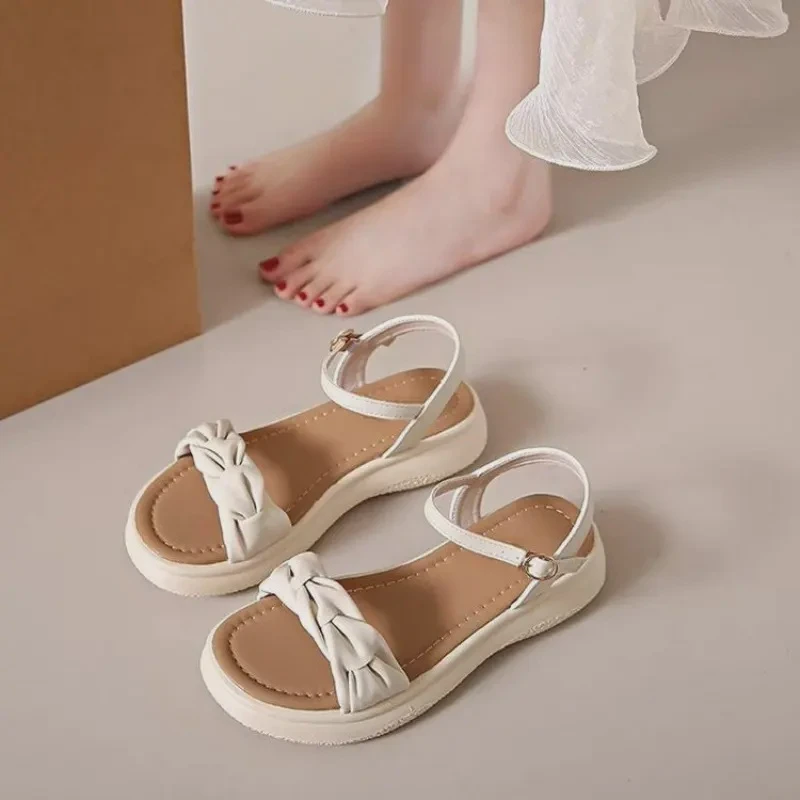 夏季爆款仙女风厚底沙滩鞋温柔舒适百搭软底两穿一字带AS