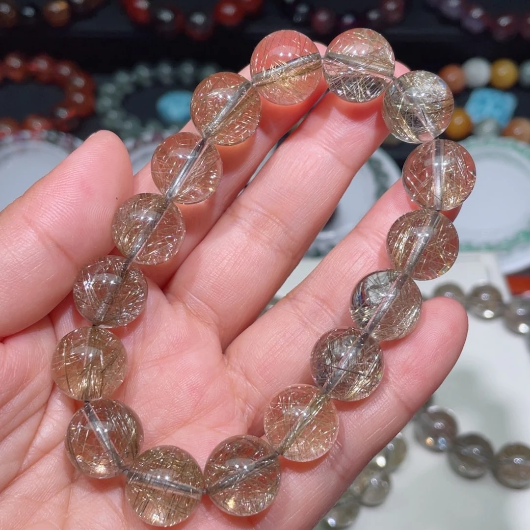 水晶手链未镶嵌发晶手链，晶体通透