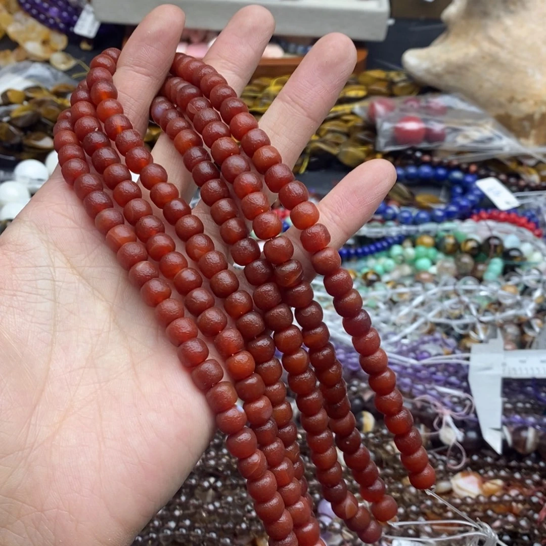 玛瑙/玉髓未镶嵌珠宝半成品一条天然8mm橘皮玛瑙老型