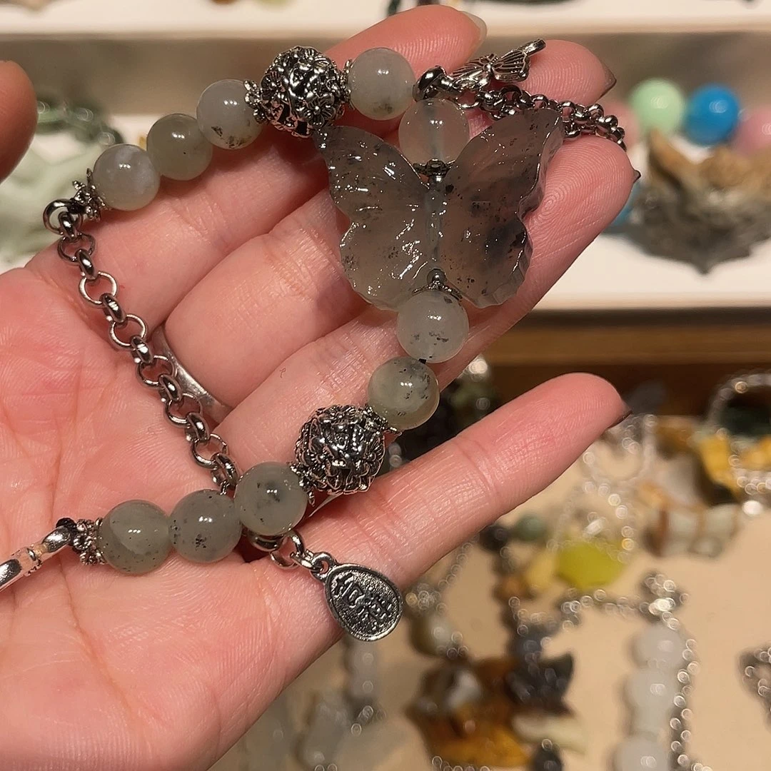 蛇纹石玉合金颈饰