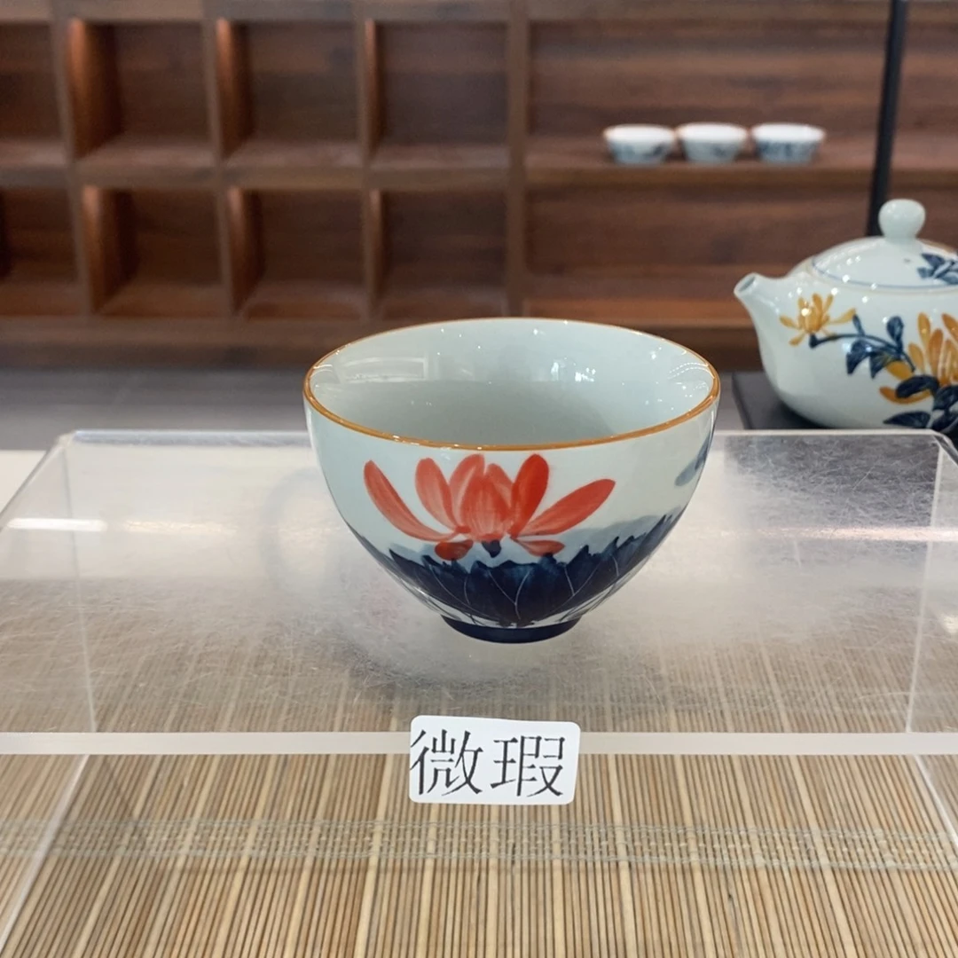 釉下手绘茶具微瑕手工绘制