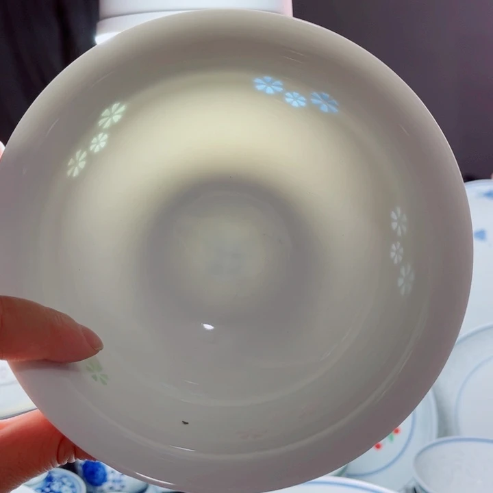 青花玲珑6寸面碗三星花彩玲珑