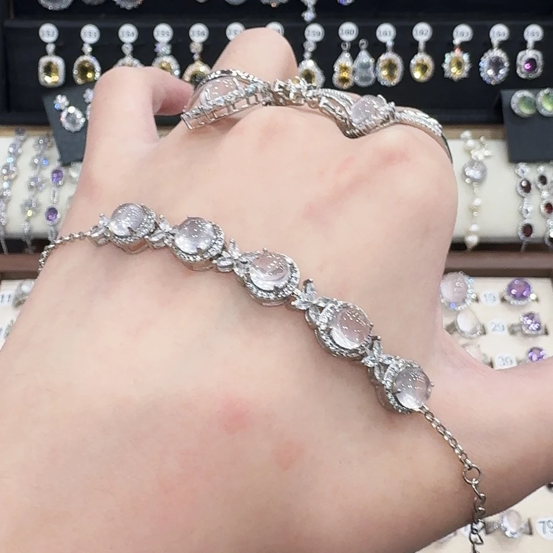 理***感银S925镶嵌手链芙蓉石