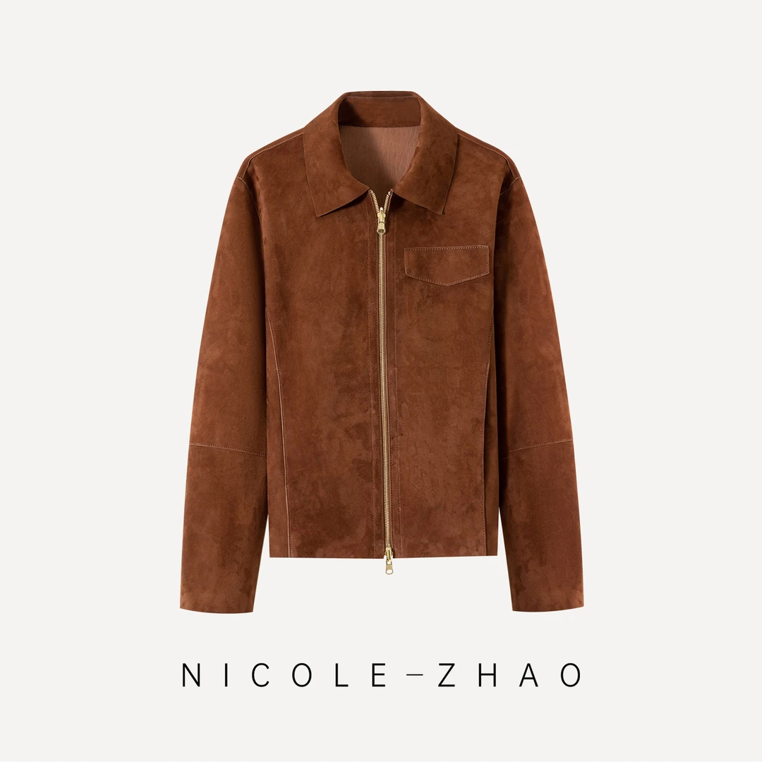 （预售）【贵姐NICOLE】限量版高定系列进口皮料拉链长袖外套5NWT161