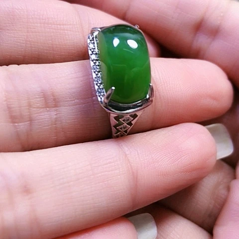 和田玉银S925镶嵌戒指