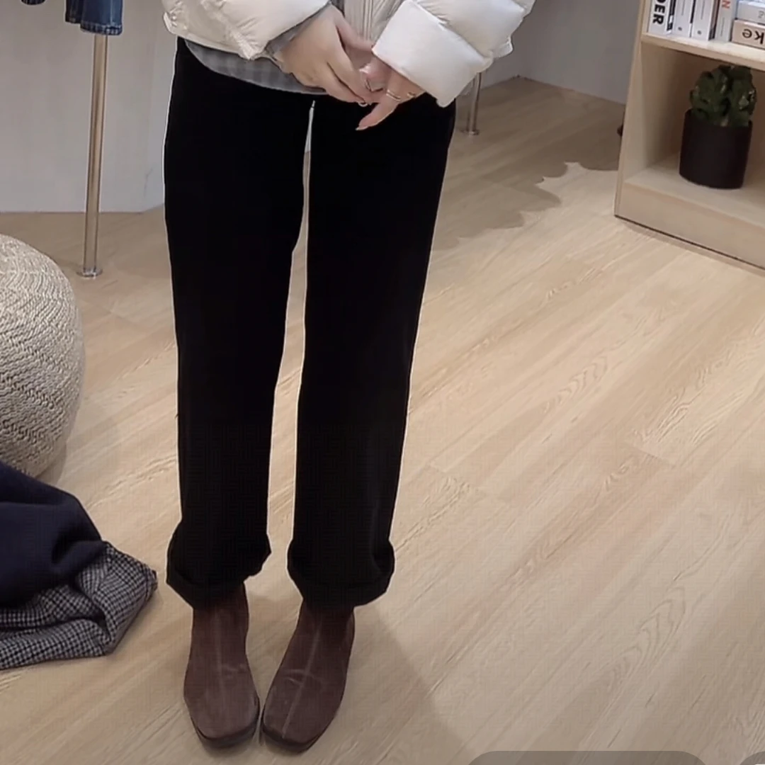 魅雅韩系【蛋卷裤】加绒四面弹显瘦牛仔裤2025冬季新款牛仔裤