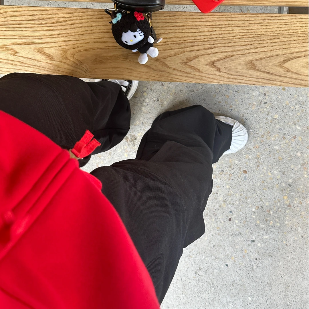 Noble.L 黑色抽绳大口袋设计运动休闲长裤宽松纯色时尚百搭